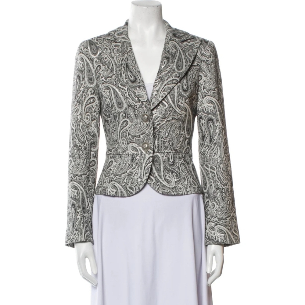 Trina Turk Silver Paisley Blazer Size 8